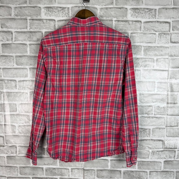 UNTUCKit Pink & Blue Plaid Double Pocket Casual Button Down Shirt MEDIUM Slim Fi - Picture 4 of 7